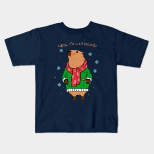 Capybara Winter Kids T-Shirt